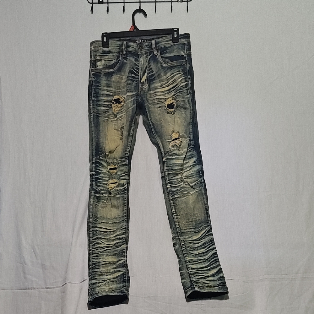 Arket Faded Black and Tan Skinny Jeans